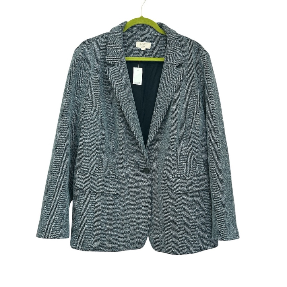 New LOFT Plus Herringbone Multicolor One Button Closure Classic Blazer Size 18